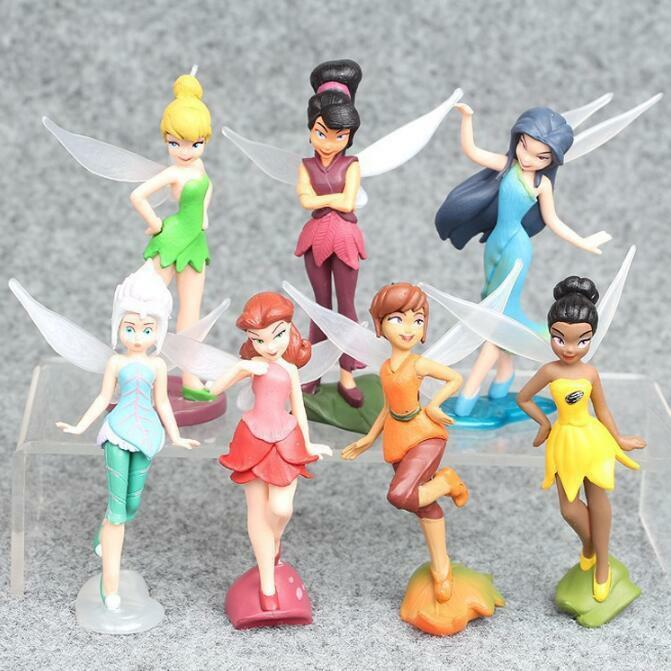 1 Set Of 7 Disney Princess Tinker Bell Fairy Family Figures Dolls Toy 9-10cm