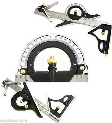 12" Ss Combination Protractor Tri-square Ruler Level  Multi-purpose