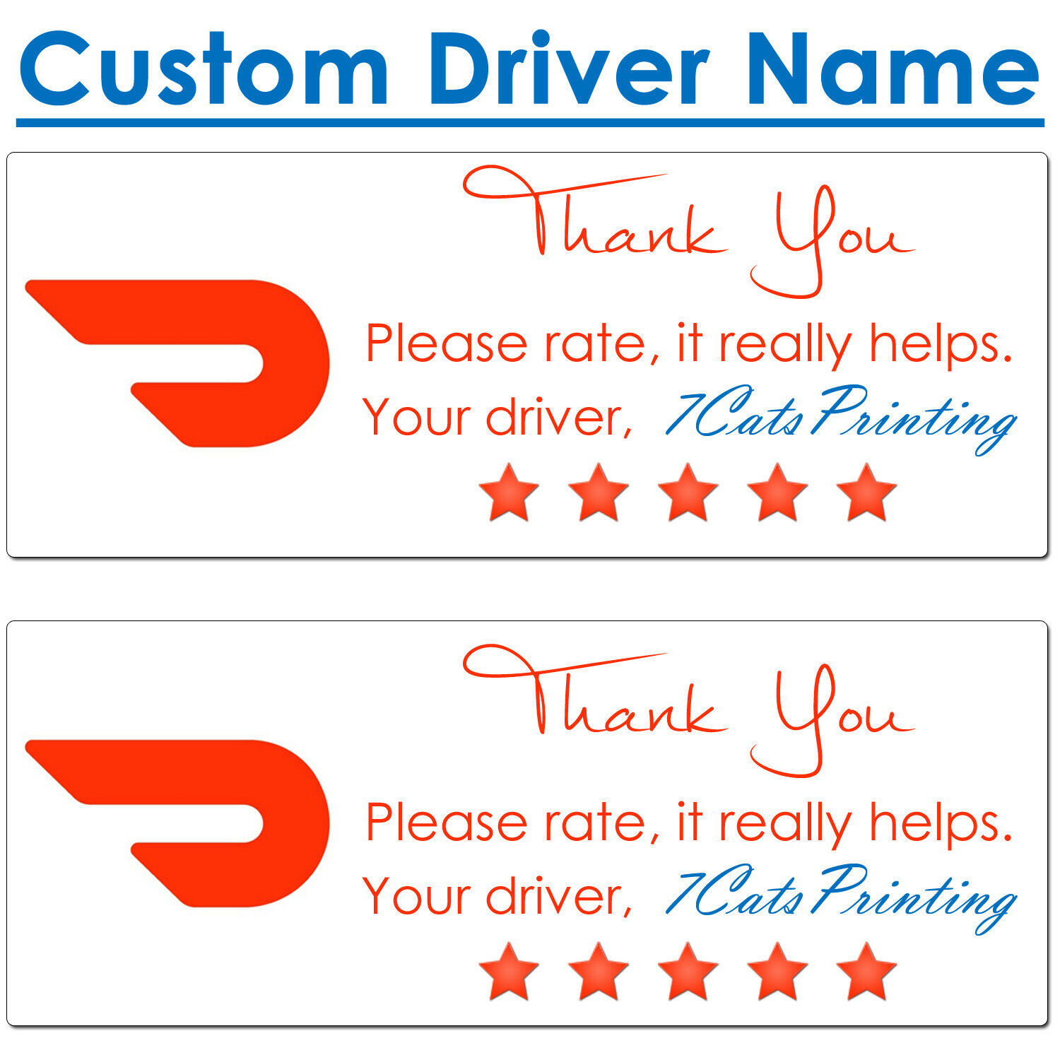 For Doordash Thank You Stickers Put On Delivery Driver Bag Custom Name
