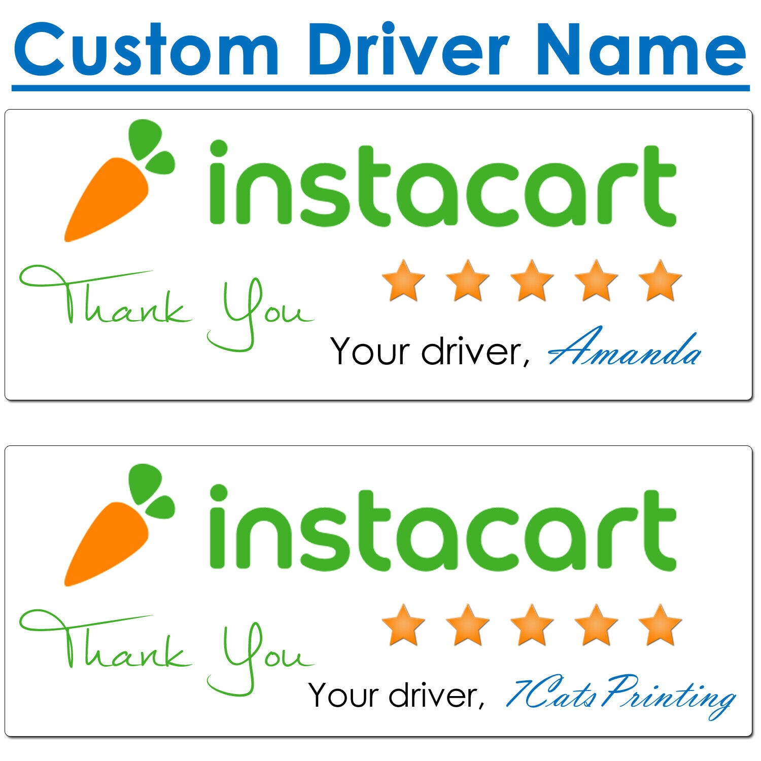 30 For Instacart Delivery Thank You Stickers For Drivers Rating Custom Name