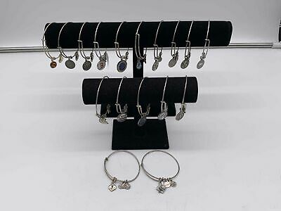 Lot Of 17 Silver Tone Alex & Ani Charm Bracelets