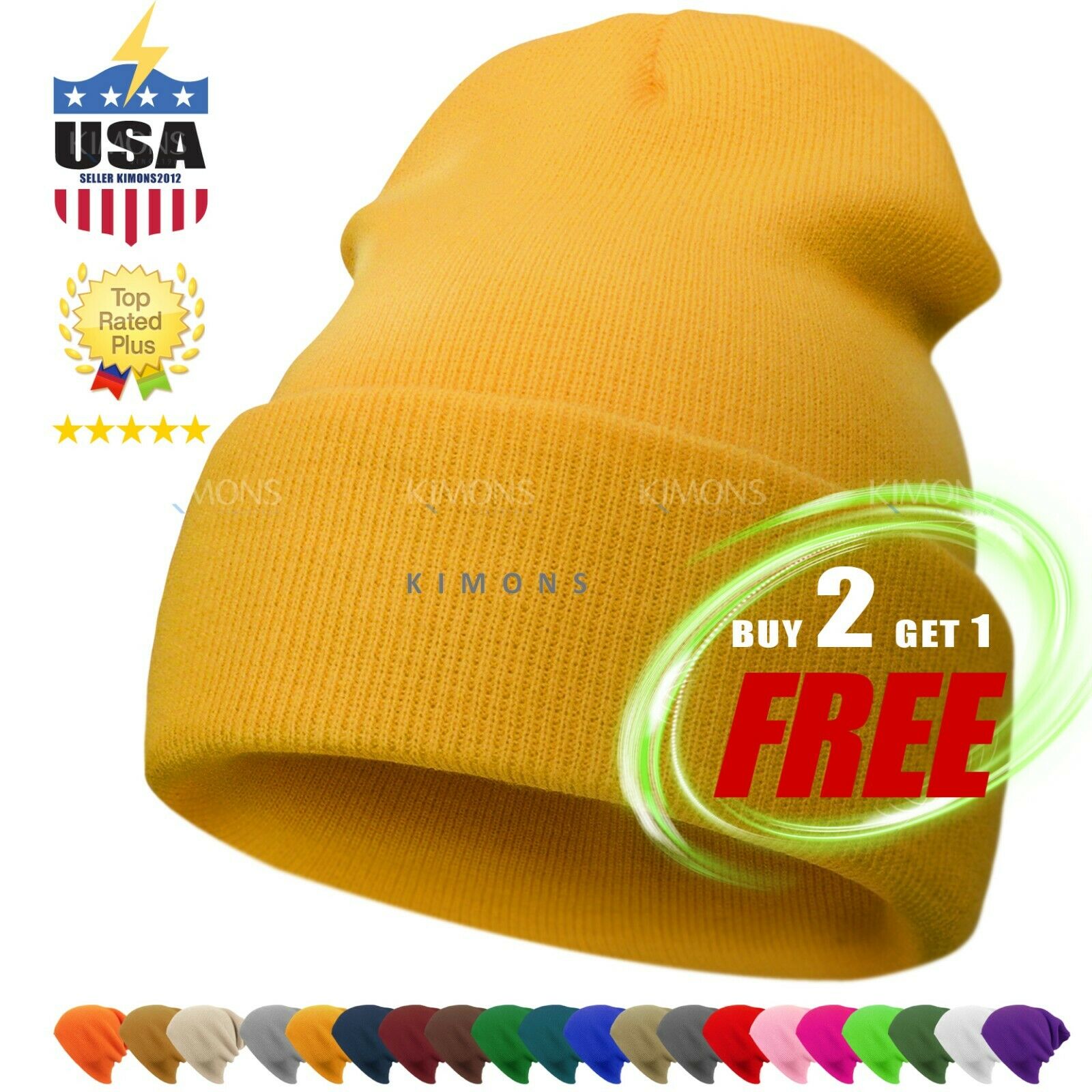 Cuff Beanie Plain Knit Hat Winter Solid Cap Slouchy Skull Ski Warm Men Woman