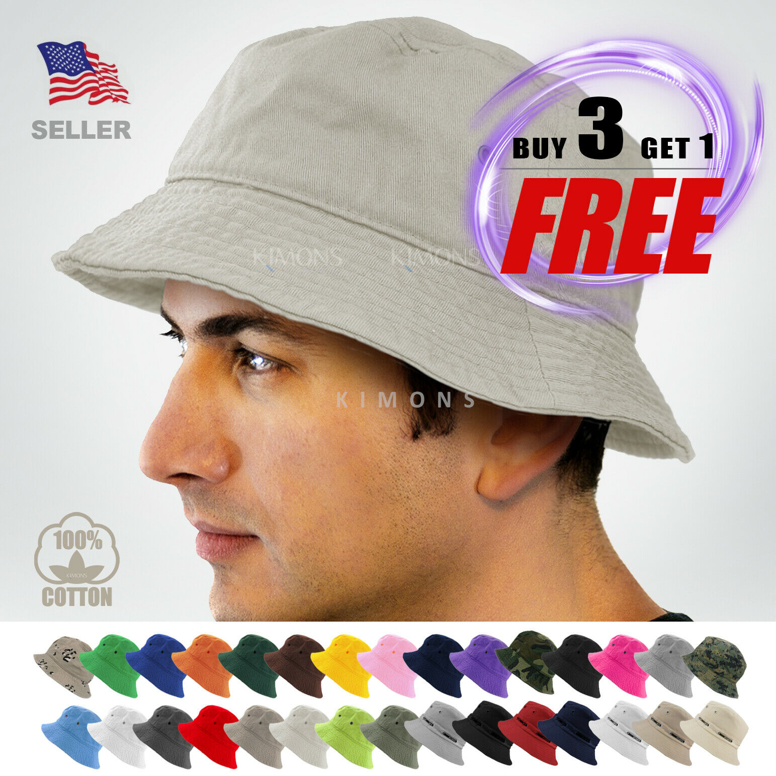 Bucket Hat Cap Cotton Fishing Boonie Brim Visor Sun Safari Summer Men Camping