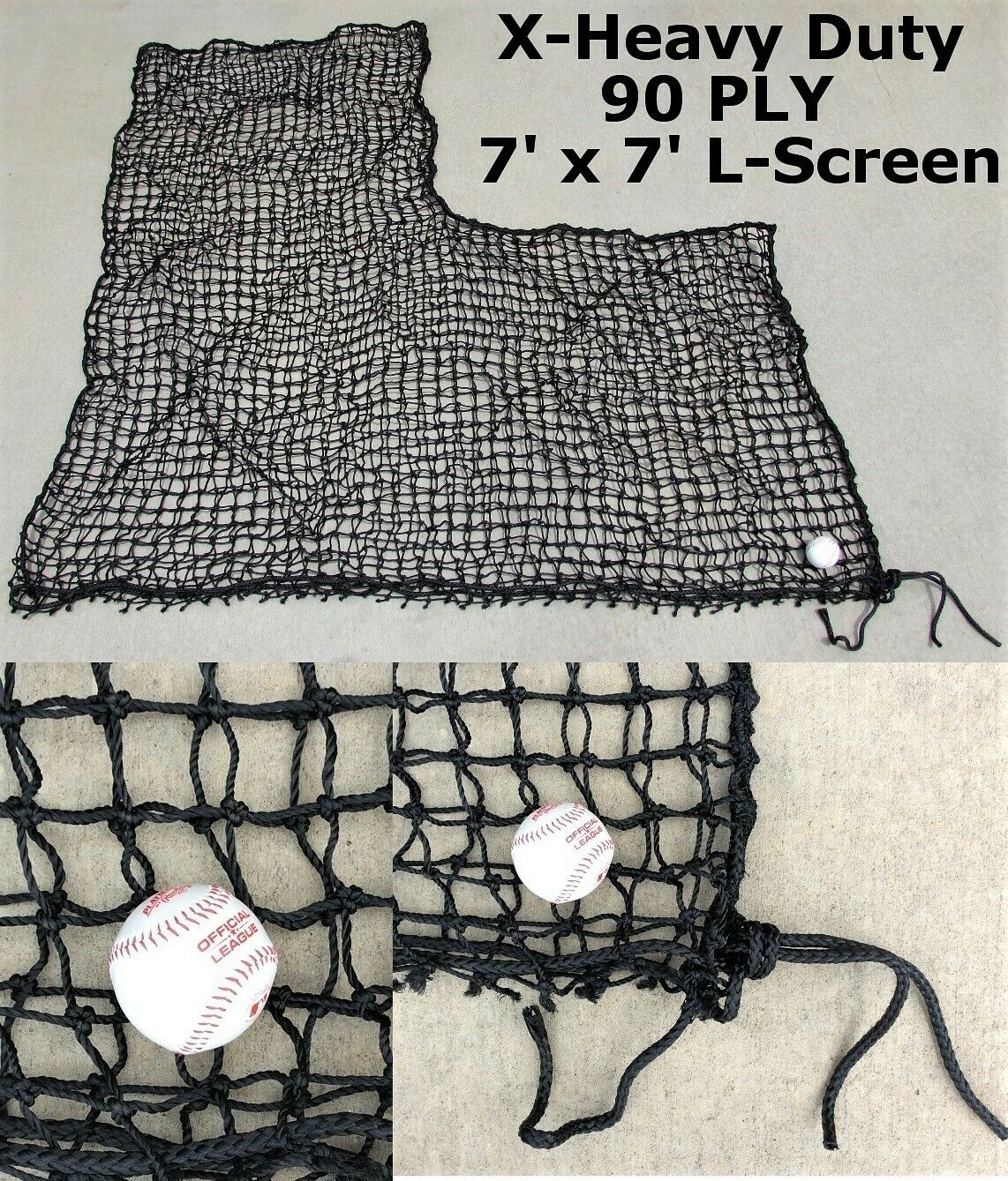 Replacement L-screen Net 7' X 7' #60 90 Ply X Heavy Duty Pitcher L Screen
