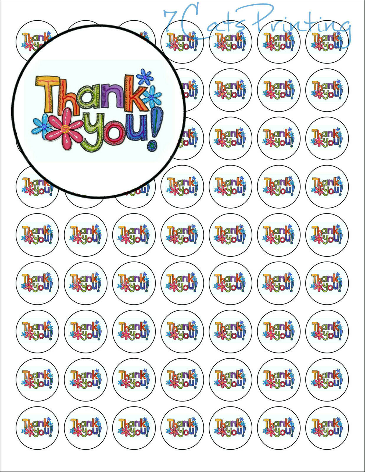 63 Thank You Envelope Seals With Flowers Labels Stickers 1" Round Circles